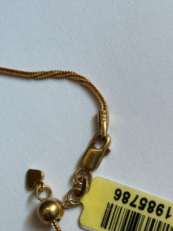 Vintage 925 Gold Sterling Silver Chain Bracelet W/ Heart Drop -18cm#117