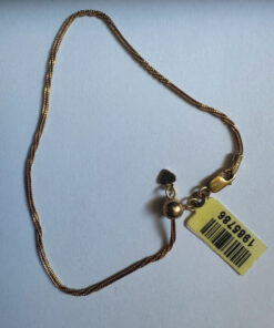 Vintage 925 Gold Sterling Silver Chain Bracelet W/ Heart Drop -18cm#117
