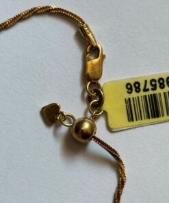Vintage 925 Gold Sterling Silver Chain Bracelet W/ Heart Drop -18cm