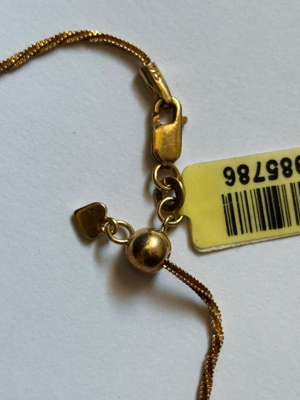 Vintage 925 Gold Sterling Silver Chain Bracelet W/ Heart Drop -18cm#117
