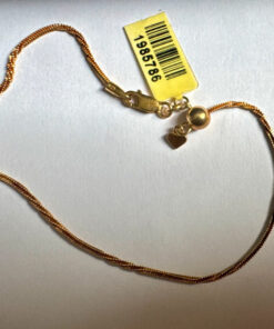 Vintage 925 Gold Sterling Silver Chain Bracelet W/ Heart Drop -18cm