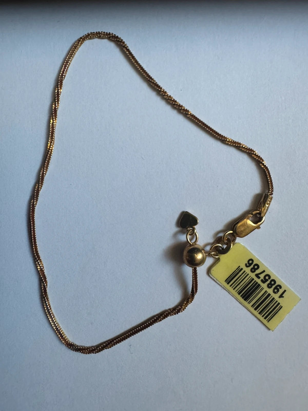 Vintage 925 Gold Sterling Silver Chain Bracelet W/ Heart Drop -18cm#117