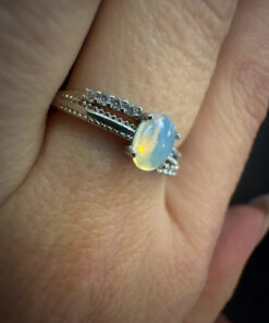 Ring made of nickel silver, size O( adjustable)with a natural moonstone (#13)