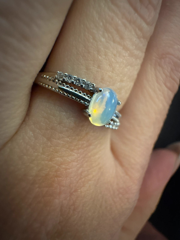 Ring made of nickel silver, size O( adjustable)with a natural moonstone (#13)