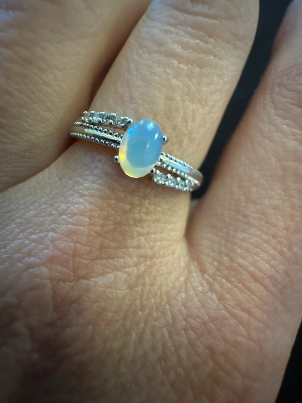 Ring made of nickel silver, size O( adjustable)with a natural moonstone (#13)