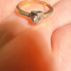 Gold Ring with a central round brilliant stone .585 hallmark, size J½