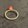 set of red rose coral stud earrings and ring size P(#8)