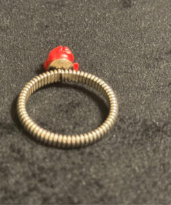 set of red rose coral stud earrings and ring size P
