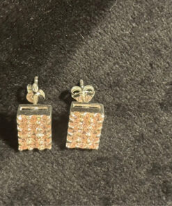 925 Sterling Silver Pink Cz Paving Stud Earring