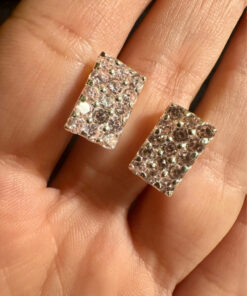 925 Sterling Silver Pink Cz Paving Stud Earring