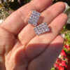 925 Sterling Silver Pink Cz Paving Stud Earring