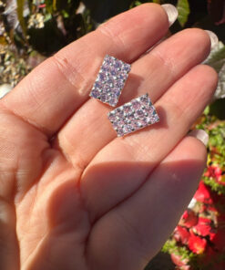 925 Sterling Silver Pink Cz Paving Stud Earring