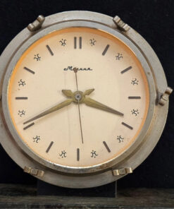 Vintage desktop mechanical clock "Molnija", USSR, Soviet, 1960s