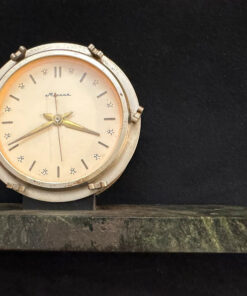 Vintage desktop mechanical clock "Molnija", USSR, Soviet, 1960s