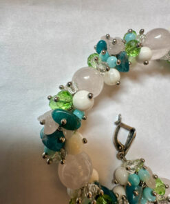 Set of natural stones - rose quartz earrings and bracelet