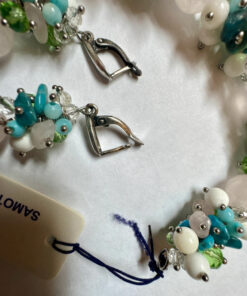 Set of natural stones - rose quartz earrings and bracelet