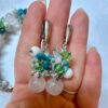 Set of natural stones - rose quartz earrings and bracelet