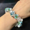 Set of natural stones - rose quartz earrings and bracelet