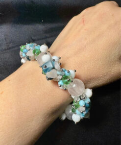 Set of natural stones - rose quartz earrings and bracelet