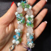 Set of natural stones - rose quartz earrings and bracelet
