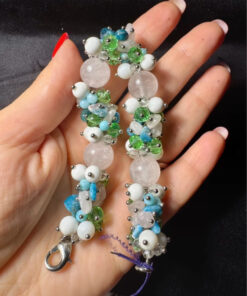 Set of natural stones - rose quartz earrings and bracelet