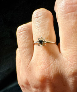 Vintage silver ring with natural powerful sapphire tested , size L (#1)