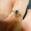 Vintage silver ring with natural powerful sapphire tested , size L (#1)