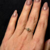 Vintage silver ring with natural powerful sapphire tested , size L (#1)