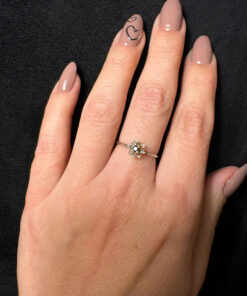 Vintage silver ring with natural powerful sapphire tested , size L