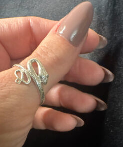Silver snake ring, size R