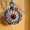Chakra multi-color Multi Gams Sterling silver round pendant