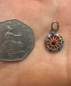 Chakra multi-color Multi Gams Sterling silver round pendant
