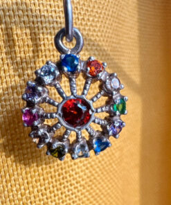 Chakra multi-color Multi Gams Sterling silver round pendant