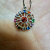 Chakra multi-color Multi Gams Sterling silver round pendant