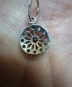 Chakra multi-color Multi Gams Sterling silver round pendant