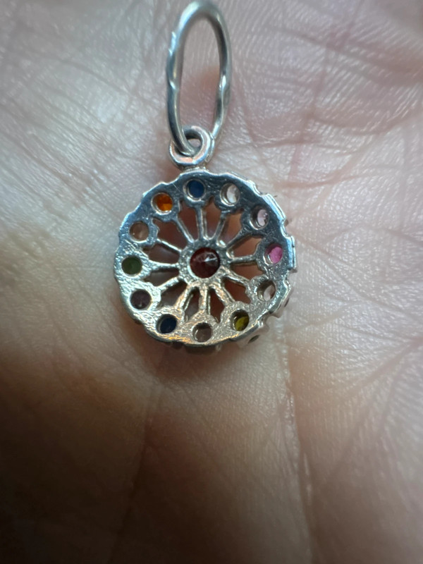 Chakra multi-color Multi Gams Sterling silver round pendant