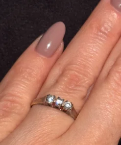 Silver ring with sparkling stones, size K(#2)