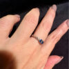 Vintage Sterling Silver Two Lapis Hearts Ring -UK Size O(#23)