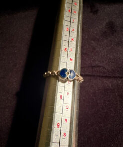 Vintage Sterling Silver Two Lapis Hearts Ring -UK Size O
