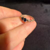 Vintage Sterling Silver Two Lapis Hearts Ring -UK Size O(#23)