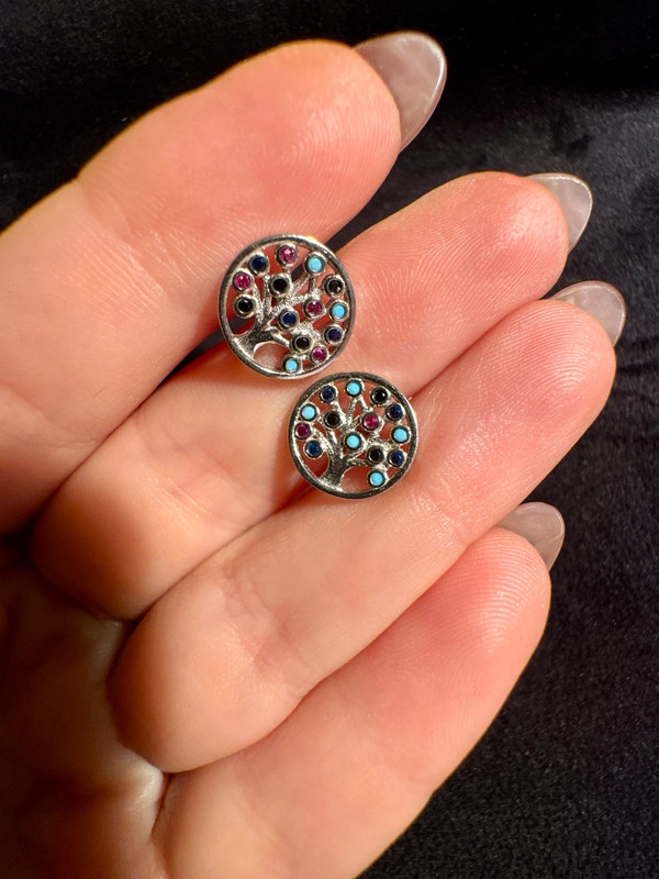 New Silver stud earrings “Tree of Life”#23)