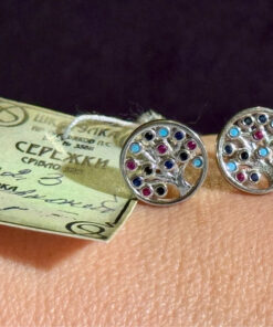 New Silver stud earrings “Tree of Life”#23)