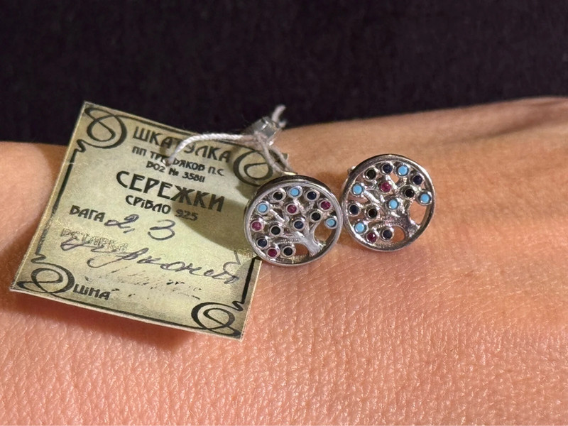 New Silver stud earrings “Tree of Life”#23)