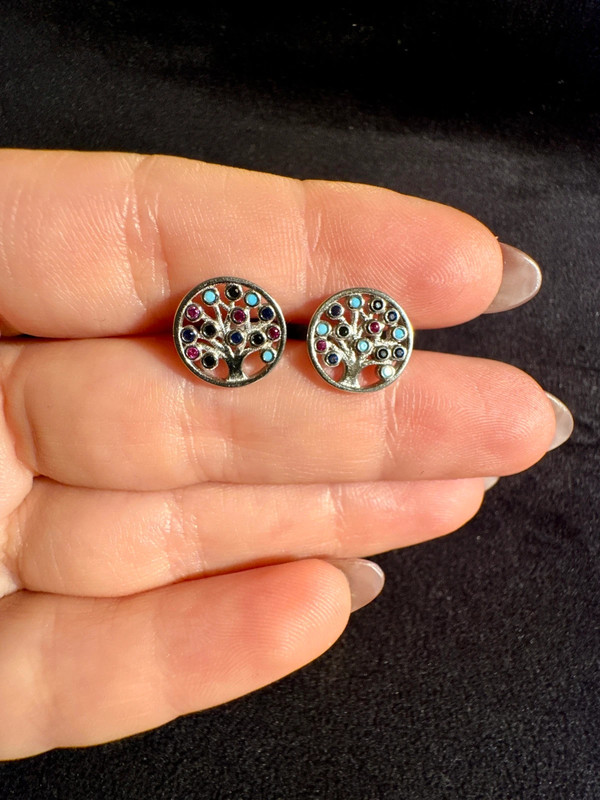 New Silver stud earrings “Tree of Life”#23)