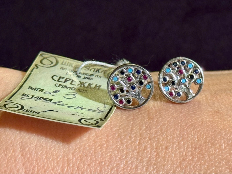 New Silver stud earrings “Tree of Life”#23)