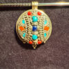Nepali Tribal Tibetan Turquoise Red Coral Lapis Lazuli Pendant 1.5(#28)