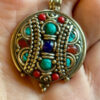 Nepali Tribal Tibetan Turquoise Red Coral Lapis Lazuli Pendant 1.5(#28)