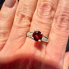 Sterling Silver Ring with Red Cubic Zirconia - UK Size O(#26)