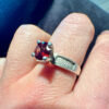 Sterling Silver Ring with Red Cubic Zirconia - UK Size O(#26)