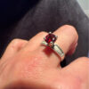 Sterling Silver Ring with Red Cubic Zirconia - UK Size O(#26)